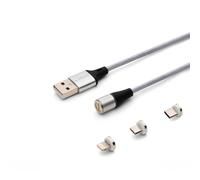 Savio CL-156 câble USB USB 2.0 2 m USB A USB C/Micro-USB B/Lightning Argent