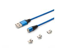 Savio CL-157 câble USB USB 2.0 2 m USB A USB C/Micro-USB B/Lightning Bleu