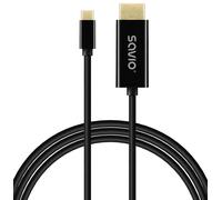 Savio Cl-190 câble USB 1 m USB C Noir