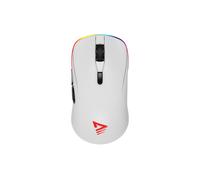 Savio GM-RIFTWHITE Souris Gaming RGB Dual Mode 10000 DPI Optique Bluetooth + USB Type-C, 3 Boutons Programmables, Droitier, Batterie 600mAh
