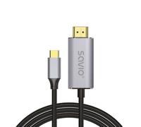 Savio USB-C to HDMI 2.0B cable 2m silver / black gold tips CL-171 câble HDMI USB C HDMI Type A (Standard) Noir