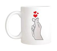 Saviola - Mug Fingerheart, drapeau coréen amusant de la Corée du Sud pour les fans de K-pop et K-Drama, tasse coréenne pour garçons et filles, tasse à café fantaisie de 325 ml