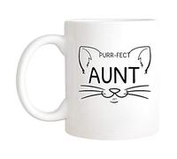 Saviola - Purr-fect Mug avec inscription « Aunt », mug humoristique pour tantes, mug pour femme, mug « Purry Cat Owner » pour la meilleure tante, 325 ml