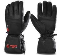 SAVIOR HEAT Gants Chauffants en Cuir de Chèvre pour Hommes et Femmes Batterie Electrique Rechargeable Ski Moto Chasse Camping Randonnée