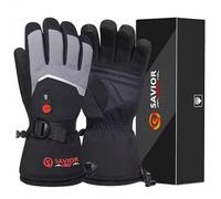 SAVIOR HEAT Gants Chauffants Mitaines Homme Femme, Gants de Ski Neige à Batterie Électrique Rechargeable, Gants Chauds pour Hiver Moto Snowboard Randonnée Cyclisme Randonnée Course à Pied