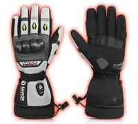 SAVIOR HEAT Gants Moto Chauffants Hiver Homme Femme, Coque Carbone + PVC, Double Couche Imperméable À Haute Étanchéité, 3000 MAh Batterie, Câble PD Rapide,Pour Ski, Pêche, Cyclisme，Travail En Extérieu
