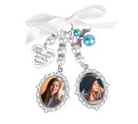 SAVITA 1 Pièce Breloque Photo Bouquet Mariage avec 2 Pièces Cabochons Ovales Esthétique Support Pendentif Cabochon avec Noud Papillon Perle Strass Pendentif en Forme de Cour pour Douche Nuptiale