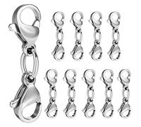 SAVITA 10 Pièces Fermoir Mousqueton Double, Acier Inoxydable 2,5cm Fermoir Homard Bijoux Connecteur Double Griffe pour Collier Bracelet Fabrication Bijoux (Argent)