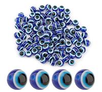 SAVITA 100 Pièces Perles Bleues Perles De Globe Oculaire Perles De Résine Faites à La Main Charmes pour Bricolage Bracelets Collier Fabrication De Bijoux (10mm)