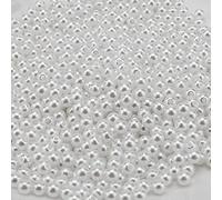 SAVITA 1000 Pièces 6mm Perles Rondes Blanches Perles en Satin Espaceur Perles pour Bricolage Artisanat Colliers Bracelets Boucles d'oreilles Anneaux Fabrication de Bijoux