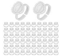 SAVITA 100pcs Anneaux de Colle, Jetables Colle Bagues pour Cils Anneaux de Colle à Mémoire Coupelles de Fleurs pour Extensions de Cils (Blanc)