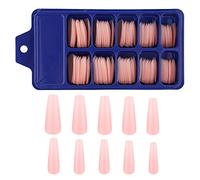 SAVITA 100pcs Longs Ongles De Ballerine Faux Ongles à Couverture Complète Embouts En Acrylique Avec Boîte Pour Salons De Manucure Et Bricolage Nail Art 10 Tailles (Rose Nude)