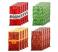 SAVITA 100pcs Sacs à Cadeaux Pixel, Sacs Plastique à Poignées Décorations d'Anniversaire sur Thème des Jeux pour Cadeaux Stockage Bonbons et Snacks Fournitures Fête Pixel