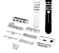 SAVITA 10pcs Breloques de Bracelet de Montre, Décoration en Diamant Scintillant Charmes de Bande de Montre Ornement en Métal avec Boucle pour Série Iwatch (Argent, sans Bracelet).