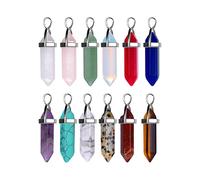 SAVITA 12 Pièces Pendentif Chakra Pierre, Breloques Pendentif en Cristal Hexagonaux Pendentifs Pierre de Quartz Naturel pour Hommes Femmes Fabrication de Bijoux