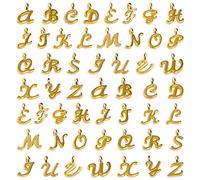 SAVITA 130 pièces ABC Lettre Charmes Mini Alphabet A-Z Alliage de Zinc Bracelet Collier Pendentifs pour la Fabrication de Bijoux à Bricoler Soi-Même (Or)