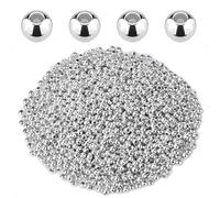 SAVITA 1400 Pièces 3mm Métal Petites Perles d'Espacement Rondes Plaqué Métallisé Perles Rondes pour Bijoux Bracelets Collier Bricolage Artisanat Décoration (Argent)