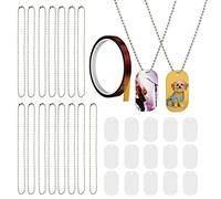 SAVITA 15 Pièces Medaille Chien Sublimation, avec 15 Pièces Chaîne à Billes et 1 Pièce Ruban Chauffant Étiquettes Vierges en Aluminium pour Animaux Estampant des Pendentifs d'Étiquette (31 Pièces)
