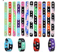 SAVITA 16pcs Bracelets en Silicone avec Trous, à Breloques en Caoutchouc Colorés Réglables Motif Camouflage pour Bricolage Cadeaux d'Anniversaire (17,8cm de Long)