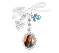 SAVITA 1pc Breloque Photo Bouquet Mariage avec 1pc Cabochons Ovales 1pc Cadre Photo Porte Breloque Bouquet de Mariée avec Noud Papillon Strass Perle Pendentif en Forme de Cour pour Fête de Mariage,