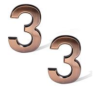 SAVITA 2 Pièces 7cm Numéros de Boîte aux Lettres en Bronze, Autocollants de Numéro d'Adresse Adhésifs Signe de Numéros de Maison pour Voitures d'Hôtels de Maisons Appartements (Numéro 3)