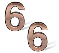 SAVITA 2 Pièces 7cm Numéros de Boîte aux Lettres en Bronze, Autocollants de Numéro d'Adresse Adhésifs Signe de Numéros de Maison pour Voitures d'Hôtels de Maisons Appartements (Numéro 6)