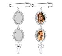 SAVITA 2 Pièces Breloque Photo de Mariage, avec 4 pièces Cabochons en Ovale Esthétique Breloque Photo de Bouquet Support Pendentif avec Motif en Dentelle pour l'Artisanat (Pendentif Papillon Perle)