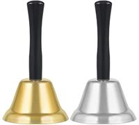 SAVITA 2 pièces Cloches à Main en Métal, Cloche d'appel Claire et Forte, Sonnettes d'alarme à Poignée en Bois pour événements de Mariage, Dîner, école, Hôtel, Service aux Patients âgés (5 x 9 cm)