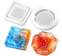 SAVITA 2 Pièces Moules en Résine de Cendrier, Moulessilicone Resine Epoxy Silikonform Epoxidharz formen aschenbecher avec Forme Carrée et Diamant&Ronde pour la Coulée de Résine, Artisanat Bricolage