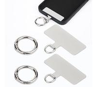 SAVITA 2 Pièces Patch d'attache de Téléphone, Métal Patch Lanière Téléphone avec 2 Pièces Anneau à Ressort Patch pour Cordon de Téléphone Portable sans Adhésif pour Téléphone Portable (Argent)