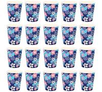 SAVITA 20 Pièces Fleurs et Feuilles Gobelets en Papier, Bleu & Rose Gobelets d'Eau Hibiscus Adorables Favors de Fête à Thème Cartoon Fournitures pour Décorations de Fête d'Anniversaire
