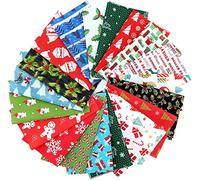 SAVITA 20 Pièces 20cmx25cm Paquets de Tissu de Coton de Noël,Noël Patchwork Chiffons, Noël Main Tissu Coudre, Noël Main Tissu Coton, Noël DIY Coton Fabric, Décoration de Noël Tissu Coton