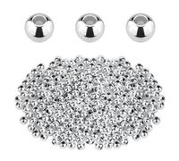 SAVITA 200 Pièces 5mm Perles Entretoise pour Fabrication de Bijoux, Perles Entretoise en Métal Argent Perles Rondes Lisses pour Fabrication de Bracelets Colliers Boucles d'Oreilles Travaux Manuels