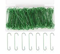 SAVITA 200 Pièces de Crochets d'Ornement, 6x1,3cm Crochets d'Ornement d'Arbre de Noël en Forme de C avec Boîte de Rangement Crochets en Métal Pliables pour la Décoration de Noël (Vert)