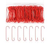 SAVITA 200 Pièces de Crochets d'Ornement, 6x1,3cm Crochets d'Ornement d'Arbre de Noël en Forme de C avec Boîte de Rangement Crochets en Métal Pliables pour la Décoration de Noël (Rouge)