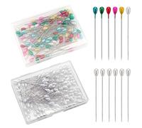 Savita 200 Pièces Longues Épingles De Perle en Forme De Larme Épingles De Corsage Droites Épingles à Coudre Broches à La Boutonnière pour La Couture Artisanat Décorations De Mariage Blanc Multicolore