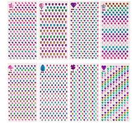 SAVITA 2000+ Strass Autocollants Oreille 3D Glitter Sparkle Crystal Stickers pour Enfant Plusieurs Couleurs et Formes(9 Planches)