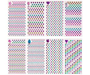 SAVITA 2000+ Strass Autocollants Oreille 3D Glitter Sparkle Crystal Stickers pour Enfant Plusieurs Couleurs et Formes(9 Planches)