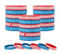 SAVITA 24 Bracelets en Silicone Animés, Mignons sur le Thème du Dessin Animé Hawaïen Bracelets à Imprimé Floral Fournitures de Fête à Thème Rouge et Bleu pour Anniversaire Baby Shower