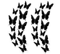 SAVITA 24 Pièces Décoration Murale Papillon 3D Stickers en 3 Tailles pour Décors de Mariage et Chambre à Coucher (Noir)