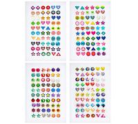 SAVITA 240 Pièces Coller sur Boucles d'oreilles 3D Gem Autocollants Glitter Cristal Autocollants Autocollant Boucles d'oreilles pour Filles Enfants Enfants Plusieurs Couleurs et Formes (4 Feuilles)