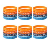 SAVITA 24pcs Bracelets en Silicone Bleus Dessin Animé Chien Empreintes Pattes, 4 Styles Élastiques Bleus et Oranges Empreintes Pattes Bracelet Silicone Décoration et Cadeaux d'Anniversaire Enfants