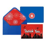 SAVITA 24pcs Carte de Remerciement Héros avec Enveloppes, Thème Araignée Notes Remerciement BD Rouge Bleu Pliables Carte Vœux Cadeau pour Enfants Amis Famille Fête d'Anniversaire Remerciements