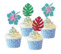 SAVITA 24pcs Décorations Tropicales pour Cupcakes, Thème Hawaïen Deco Gateau Tropical pour Fête Prénatale et Anniversaire