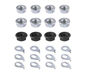 SAVITA 24pcs Ecrou a Embase et Rondelle de Sécurité de Vélo, Acier au Carbone M8/M9,5/M10 Écrous de Roue de Vélo pour Moyeu Accessoires de Vélo pour Avant et Arrière VTT Essieu de Roue