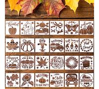 SAVITA 24pcs Pochoir Automne, 7,6x7,6cm Petits Pochoirs pour Peinture Réutilisables Pochoir pour Bois pour Thanksgiving Bricolage Artisanat Sur Bois Toile Tissu Mur Décor à la Maison