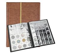 SAVITA 250 Poches Album de Pièces de Monnaie Livre de Collection de Pièces de Monnaie en Cuir de 10 Pages Livre de Collection de Penny pour Collectionneurs de Pièces de Monnaie (Marron)