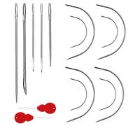 SAVITA 28 Pièces Aiguilles à Coudre, Aiguille à Broder dans Plusieurs Styles Aiguilles Émoussées Aiguilles Incurvées avec 2 Pièces Enfile Aiguilles pour Tapisserie Tapis Cuir Toile Réparation