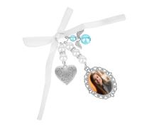 SAVITA 2pcs Breloque Photo Bouquet Mariage avec Cabochon Ovale en Verre, Élégantes et Décoratives Ornées Nœud Papillon Strass Perle et pendentif en Forme de Cœur Parfaites pour une Cérémonie Mariage