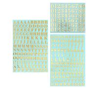 SAVITA 3 Feuilles Autocollants de Lettre Numéros Alphabet, Métal Pailleté Mini Lettre Autocollant Autocollant Numéro Or pour Scrapbooking, Bricolage (Lettres Majuscules et Minuscules, Chiffres)